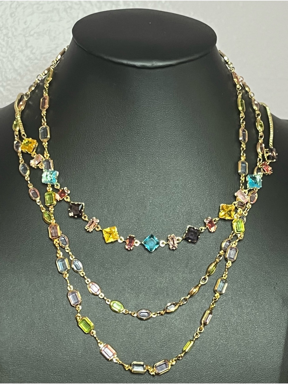 Multicolor Gemstone Gold Layered Necklaces 16” x 2 & 16-18” Dainty & Feminine!